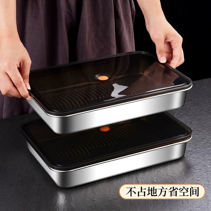 食品级水饺收纳盒冰箱专用保鲜多层不锈钢饺子盒馄饨冷冻盒