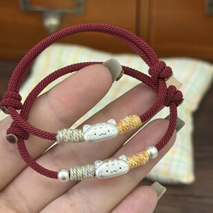 招财猫法棍猫编绳手链手绳女轻奢百搭情侣礼物闺蜜百搭小众精致