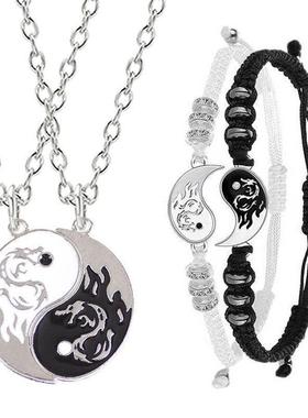 中国风复古时尚太极手链男生兄弟二人编织手环饰品可调节霸气手串