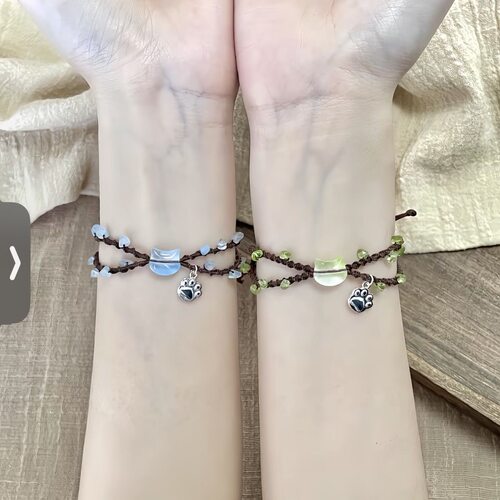 新款双圈小猫手链diy手工编织闺蜜手绳ins甜美学生情侣礼物手链