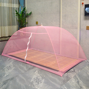成人蚊帐撑伞式折叠无底单开门拉链带支架免安装打地铺蚊帐1.2m米