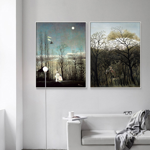 卢梭狂欢节之夜客厅装饰画玄关书房壁画现代简约风景挂画电表箱画