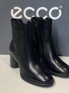 【断码特价】ECCO爱步女靴高跟瘦瘦靴切尔西靴短靴雕塑奢华222613