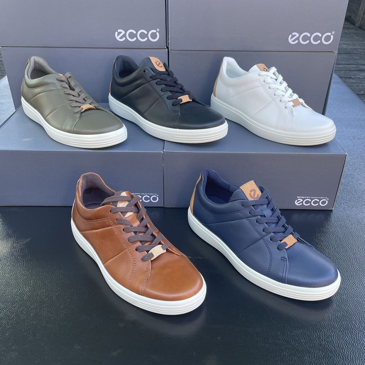 ECCO爱步男鞋经典低帮舒适板休闲板鞋