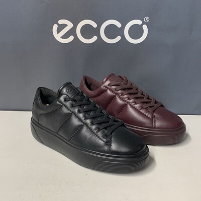 Ecco爱步女鞋新款厚底板鞋牛皮舒适休闲鞋面包鞋219583街头舞台