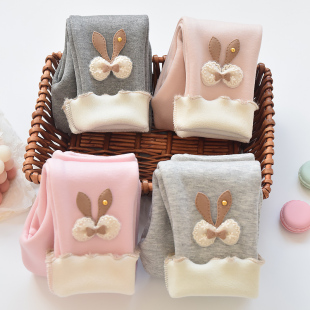 一体绒裤 外穿洋气女宝宝棉裤 子女孩 儿童加厚秋冬装 女童加绒打底裤