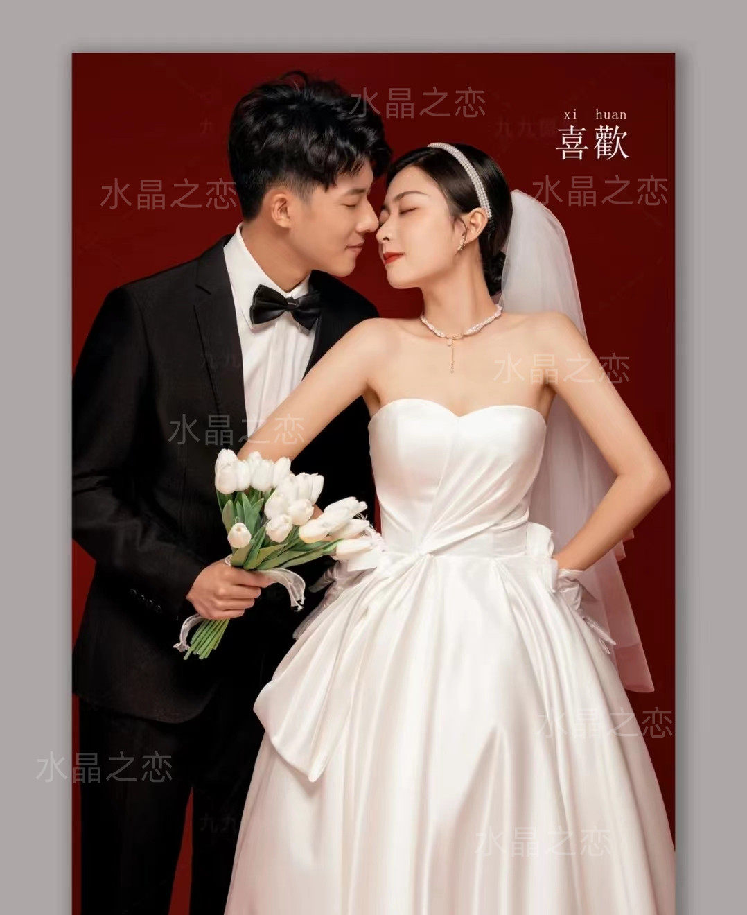 新款影楼主题服装婚纱摄影韩式情侣写真高定内景拍照白色蓬蓬礼服