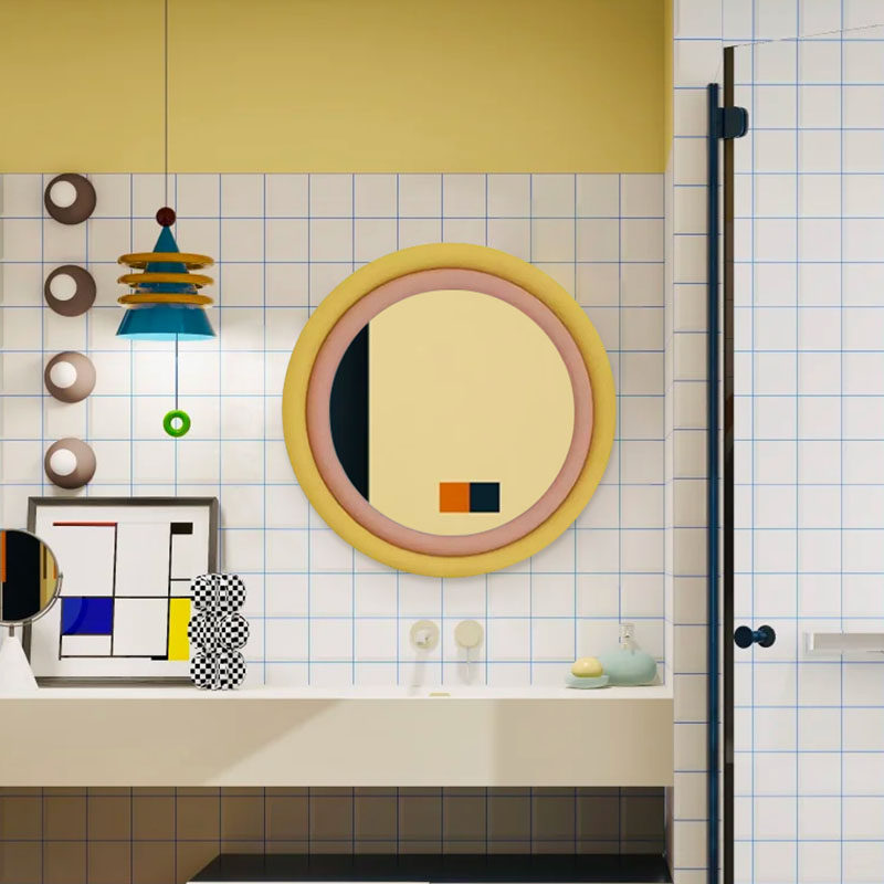 可爱儿童装饰智能镜子圆形奶油风浴室LED化妆镜子壁挂客厅装饰镜,住宅家具,化妆镜,淘宝优惠券,粉丝福利购,淘宝优惠卷
