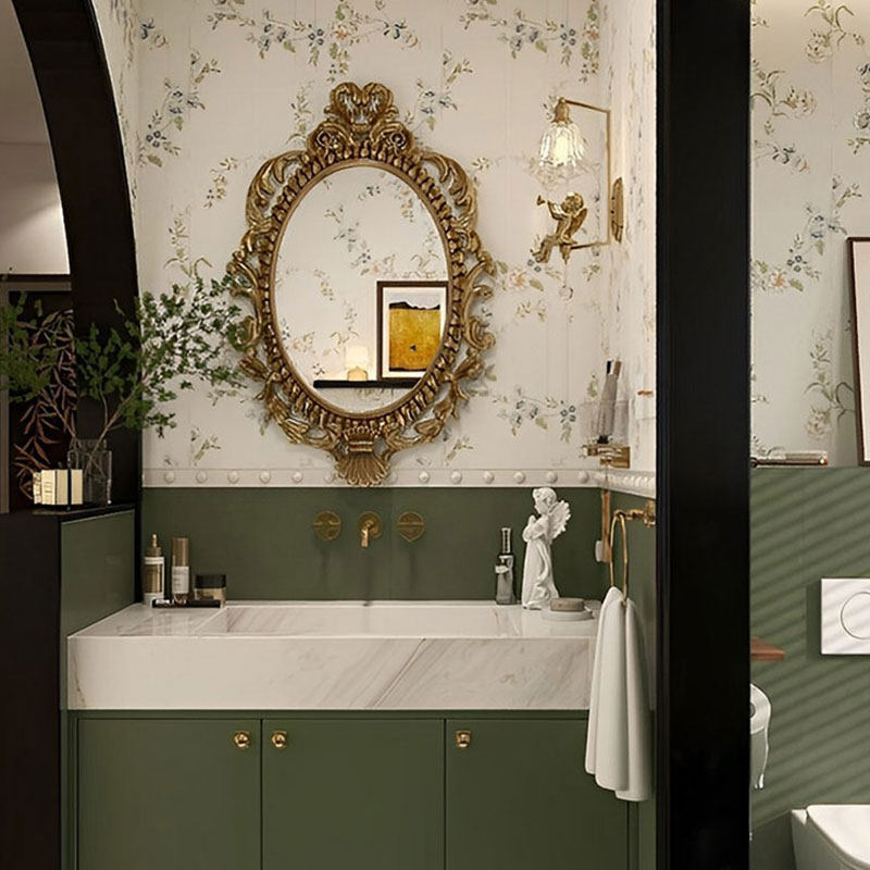 美式高级感壁挂卫生间轻奢化妆镜客厅壁炉装饰艺术镜卧室台面镜子
