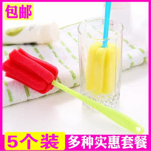 玻璃杯清洁刷长柄刷杯刷长瓶茶杯刷子洗杯子海绵刷厨房旋转奶瓶刷