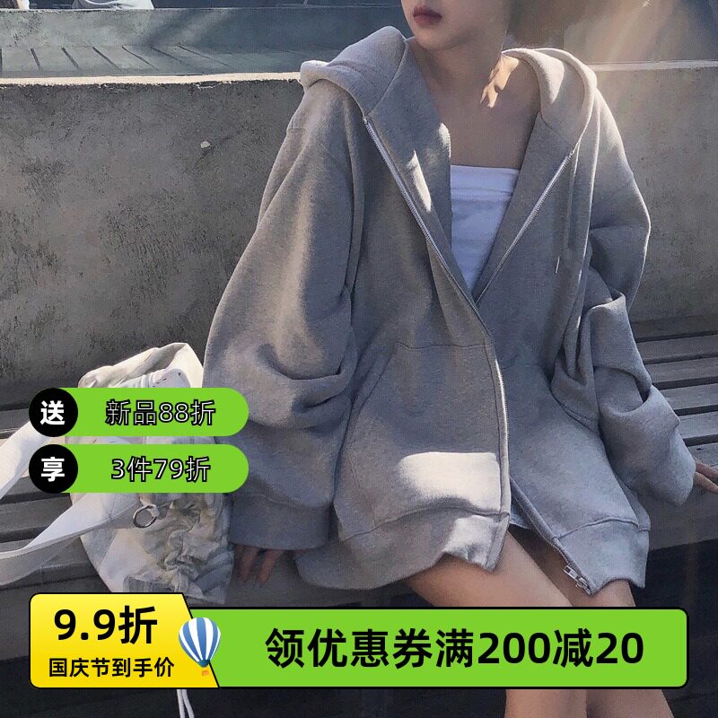 秋冬季加绒加厚卫衣女2025新款潮ins连帽学生韩版宽松棒球服外套