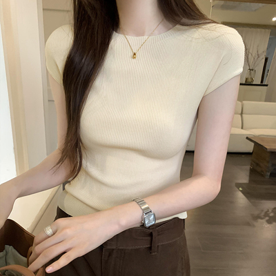 高级感冰丝针织薄款纯欲内搭短款