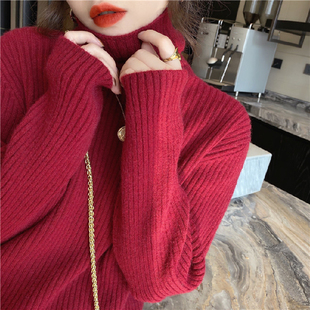 上衣时尚 高领毛衣女秋季 秋冬洋气宽松针织衫 2025年新款 内搭打底衫