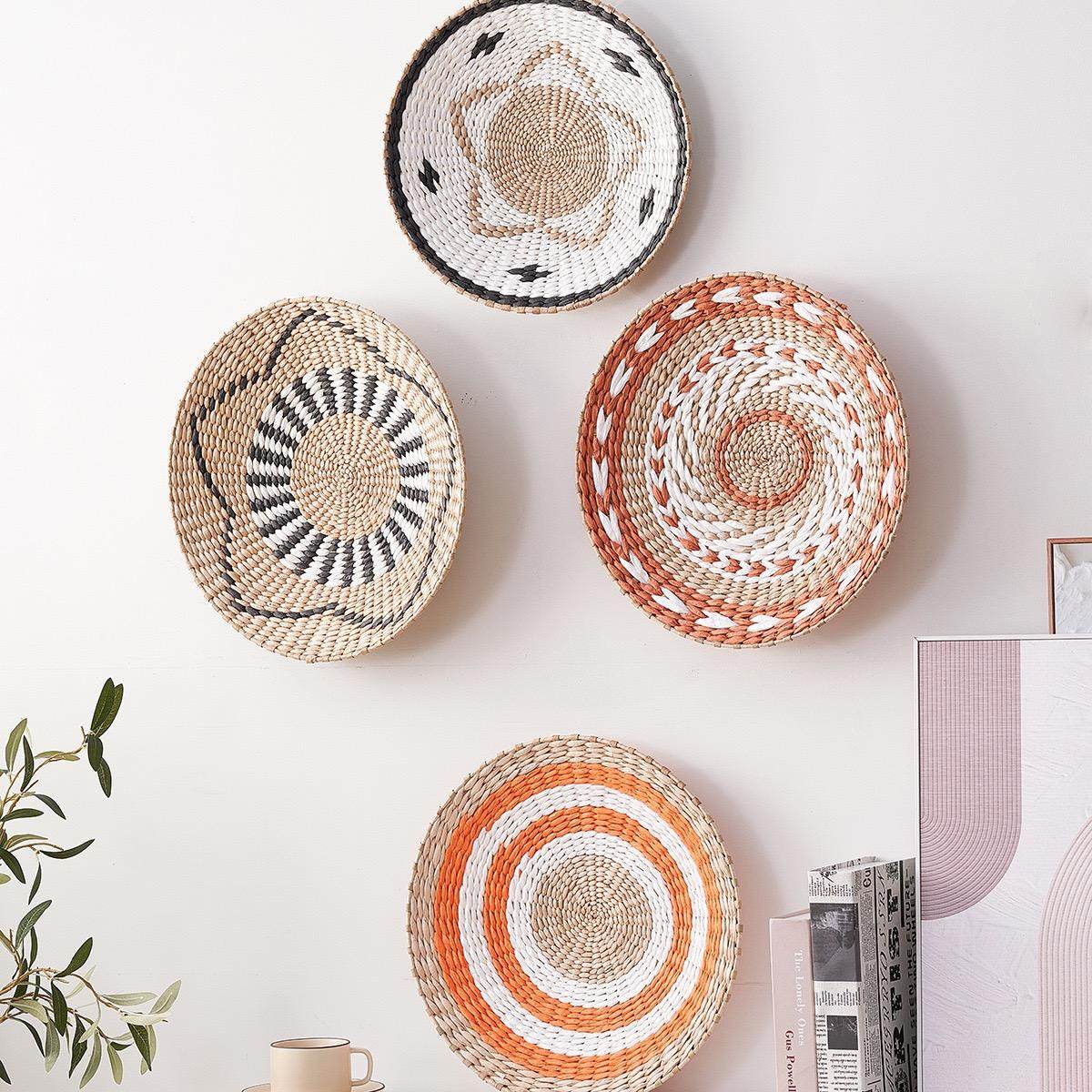 新款北欧风格家居墙面藤编草编挂件装饰壁挂ins风精美墙面装饰品