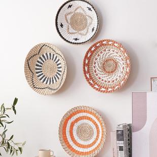饰品 新款 北欧风格 家居墙面藤编草编挂件装 饰壁挂ins风精美墙面装