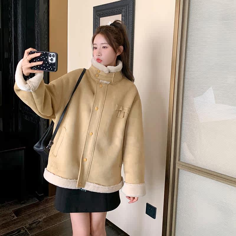 现货24冬季纽扣新款短款皮毛一体099-C61-P175-K258,女装棉衣/棉服,浙宝099