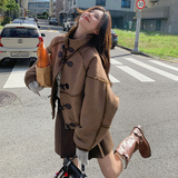 出货中牛角扣羊卷毛皮毛一体外套099-D187-P185-K278，女装皮草，浙宝099