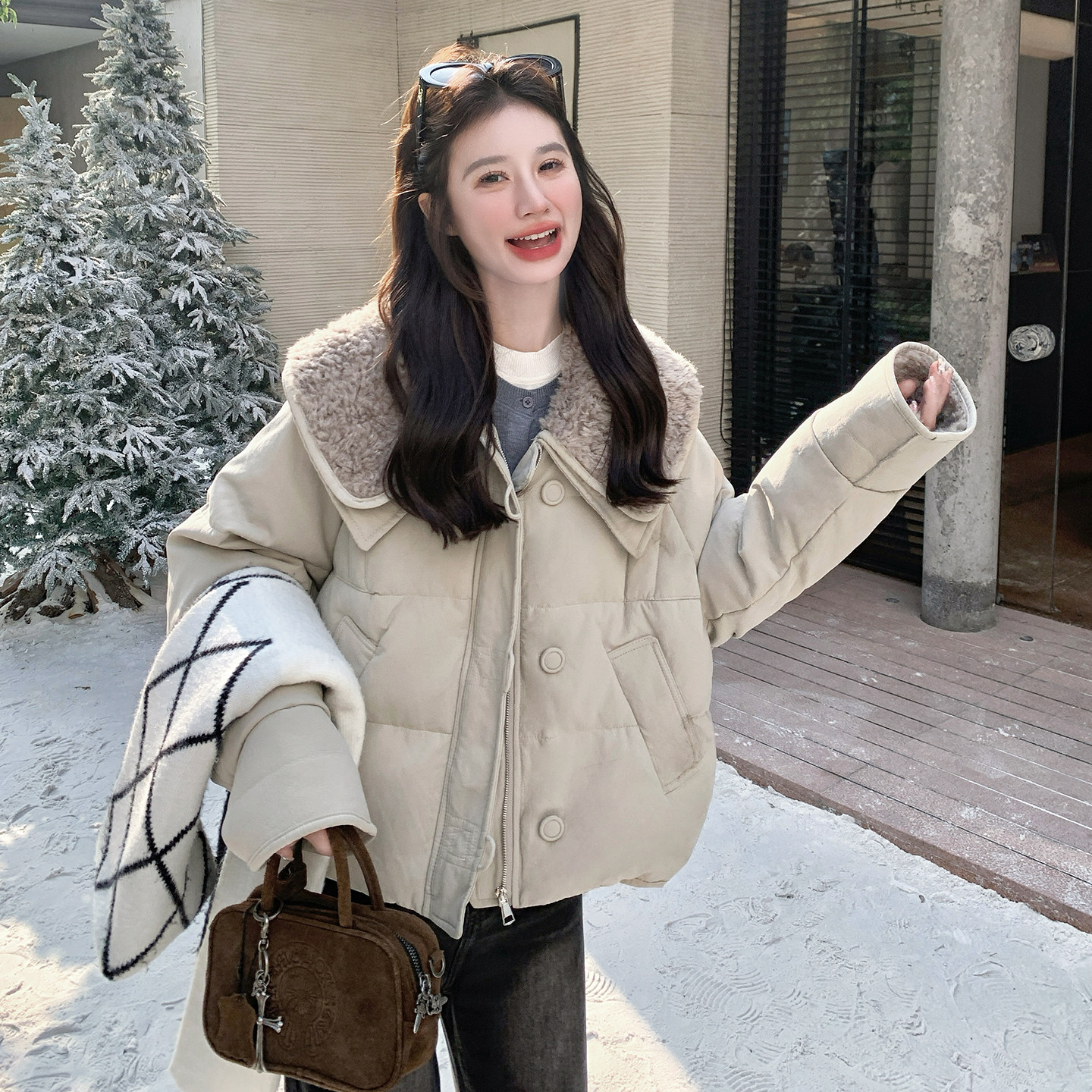 新款羊羔毛拼接50羽绒服099-10366-p265-k398,商品下架区,浙宝099