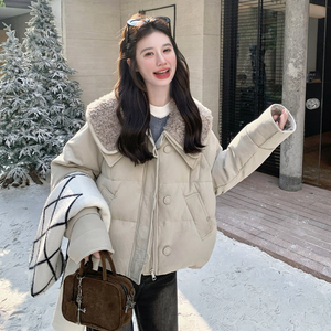 新款 羊羔毛拼接50羽绒服099-10366-p265-k398图片