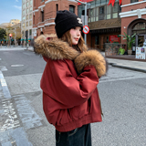 新款现货真毛领红色羽绒服099-10380-p355-k538，女装羽绒服，浙宝099