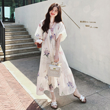森系甜美温柔氛围感碎花桔梗茶歇长裙夏季新款泡泡袖显瘦连衣裙女，女装连衣裙，浙宝099