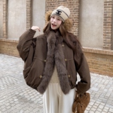 新款现货真毛领拼接90羽绒内胆派克服099-10393-p415-k628，女装羽绒服，浙宝099