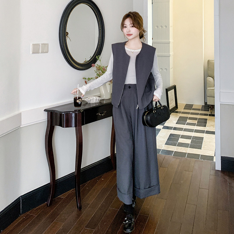 高级感韩系马甲套装女2025春季新款今年流行通勤阔气质腿裤两件套,女装套装/套裙,浙宝099