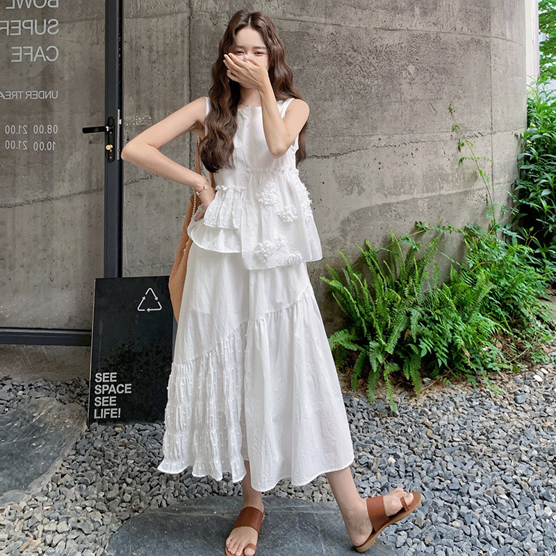 白色休闲立体花朵半身裙女2025夏季新款高级感气质百搭,女装连衣裙,浙宝099