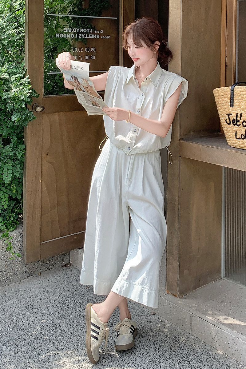 温柔风休闲工装直筒裤套装女2025夏季新款氛围感时尚百搭两件套,女装套装/套裙,浙宝099
