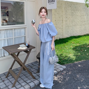 现货 泡泡袖上衣加裤子两件套099-10106-P155-K228图片