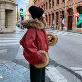 新款现货真毛领红色羽绒服099-10380-p355-k538，女装羽绒服，浙宝099