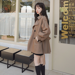 韩版米白色短款风衣外套女春秋2025年新款气质高级感休闲宽松大衣图片