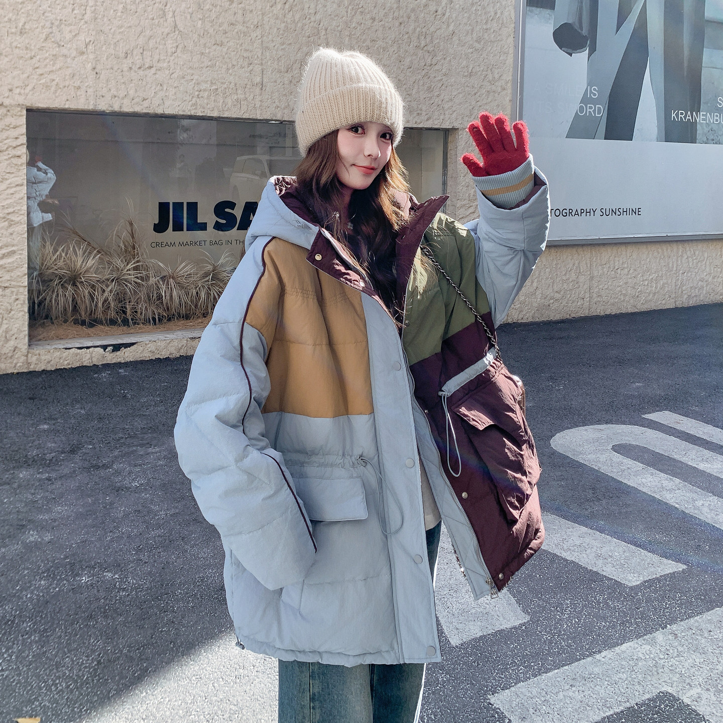 新款现货撞色羽绒服099-10376-p335-k488，女装羽绒服，浙宝099