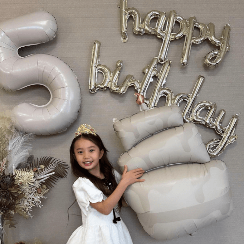 新款磨砂奶油色蛋糕铝膜气球儿童生日派对装饰用品宝宝一周岁布置