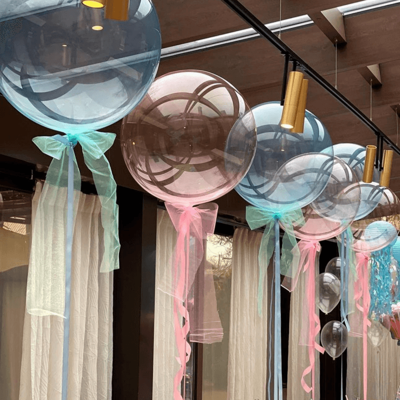 18寸彩色水晶超透圆波波球婚礼生日宝宝宴派对装饰布置透明气球