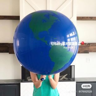 Planet Earth Day圆形乳胶印花波波球地球日蓝色星球主题派对气球