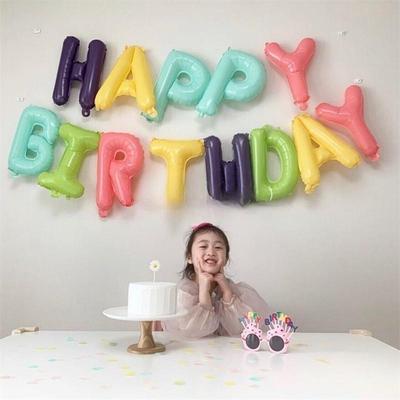 马卡龙生日快乐少女节庆铝膜气球
