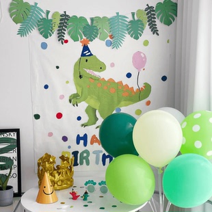 ins风韩版恐龙画布海报生日挂布拉旗派对气氛儿童节庆背景墙布置