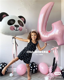 国宝熊猫气球儿童节庆用品宝宝派对伴手礼品生日装扮卡通飘空气球