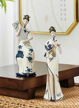 新中式古风仕女摆件客厅玄关