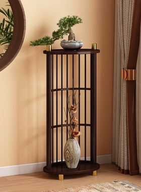 新中式客厅摆件高端大气上档次电视柜旁边落地大件收纳花架博古架
