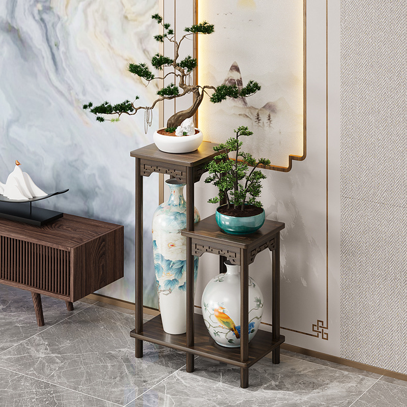 新中式玄关客厅沙发旁落地摆件