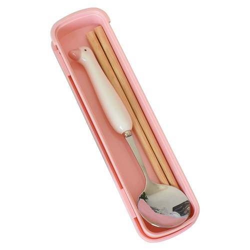 Милые палочки для еды из нержавеющей стали, ложка, посуда, детский комплект для школьников, портативная коробка для хранения