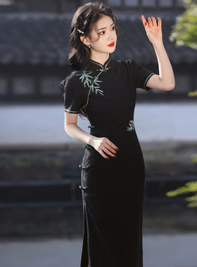 黑色改良新中式旗袍2026新款夏日常可穿复古高级感小个子年轻款女