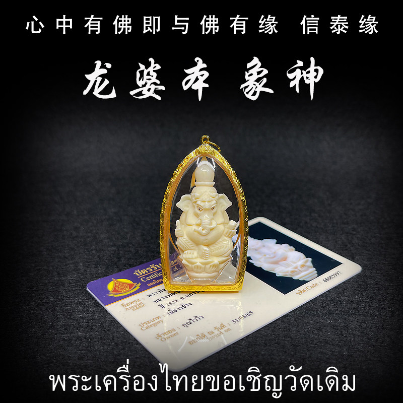 泰国佛牌 龙婆本 2538 象神 纯金防水外壳 带鉴定卡 老牌精品