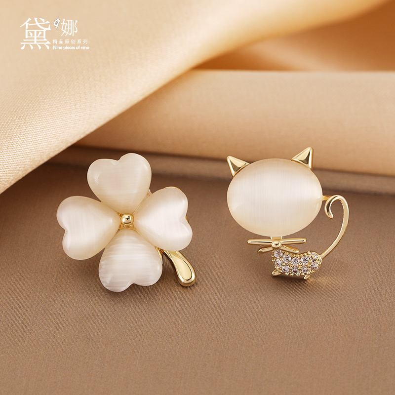 日韩猫眼石女防走光扣胸针小别针