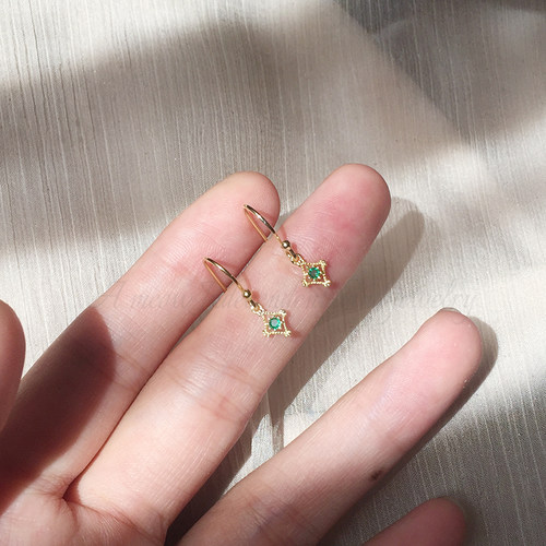 Ameow复古迷你绿色钻925纯银镀