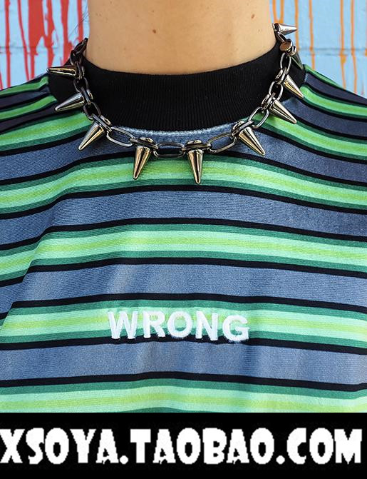 soya90s新款合金镀银铆钉项链