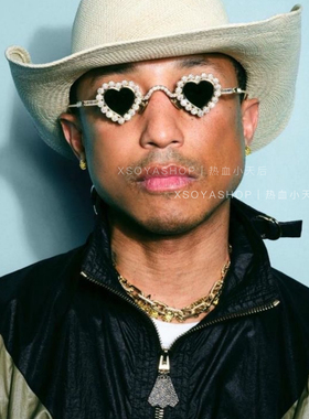 Pharrell Williams爱心水钻闪亮墨镜桃心钻石太阳眼镜情侣款墨镜