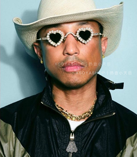 Pharrell Williams爱心水钻闪亮墨镜桃心钻石太阳眼镜情侣款墨镜
